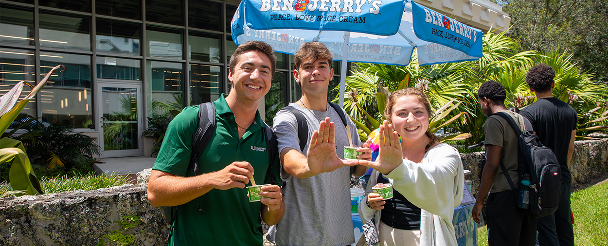 Students at a college of Arts and Science ice-cream event