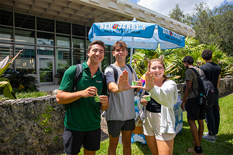 Students at a college of Arts and Science ice-cream event