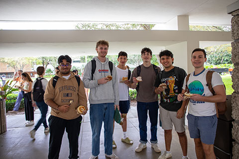 Students at an event on campus